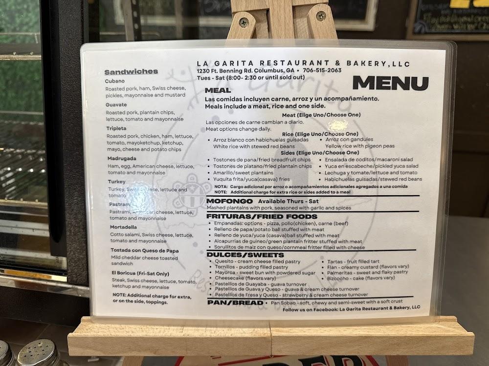 La Garita Restaurant & Bakery LLC Menu image 1